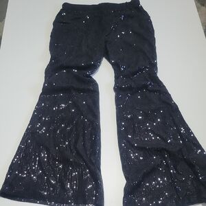 Black Sequin Flare Bottom Pants L